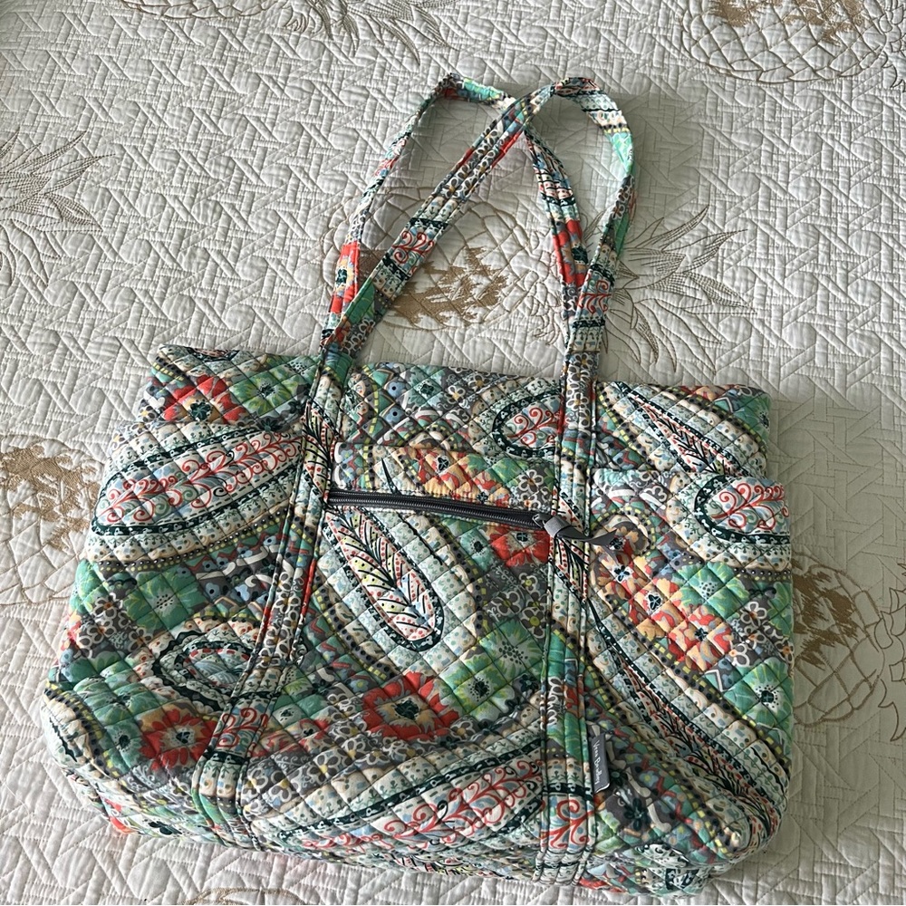 Vera Bradley Commuter Tote Citrus Paisley Laptop Travel Bag EUC